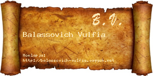 Balassovich Vulfia névjegykártya